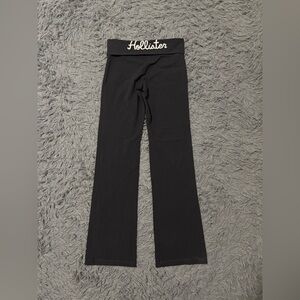 Vintage Y2K Hollister Gray Fold Over Waist Flare Yoga Pants Womens Medium Logo